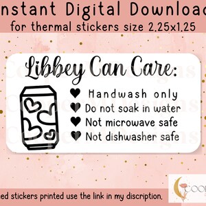 Instructions d’entretien du gobelet | autocollant Tumbler | | autocollants pour petites entreprises | de la carte de soins | de la carte Cup Care | de la carte de soins de sublimation Autocollant d’entreprise