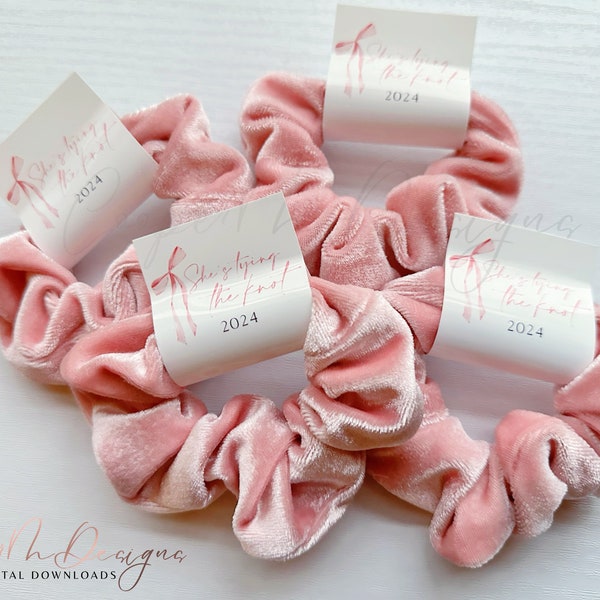 Pink Bow Party Favors Scrunchies, She's Tying The Knot Favor, Coquette Bridal Shower, Pink Bow Bridal Shower, Girly Bach Party Favors Bulk