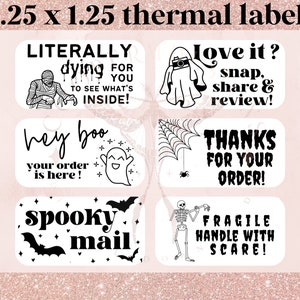 Halloween Thermal Labels Bundle, Small Business Thank You Sticker PNG, 2.25x1.25&quot; Sticker Thermal Printer File PNG, Packing Sticker Download