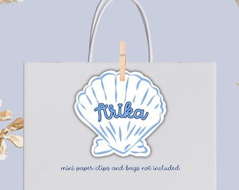 Seashell Bachelorette Gift Tag, Coastal Name Tag