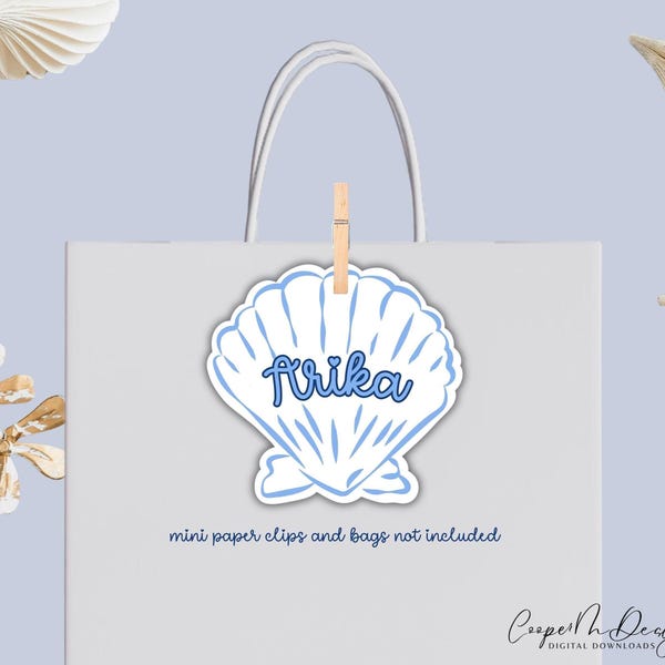 Seashell Bachelorette Gift Tag, Coastal Name Tag