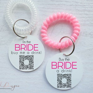 Buy The Bride a Drink, Venmo Bachelorette Bracelet, Customized QR Bracelet, Buy the Bride a Shot, Bachelorette Party Favors, Venmo the Bride