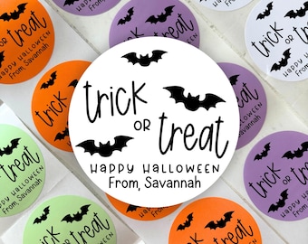 Pegatinas de Halloween personalizadas / Pegatinas de Halloween / Pegatinas de truco o trato / Etiquetas de Feliz Halloween / Pegatinas para bolsas de dulces, Etiquetas de Halloween