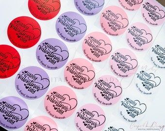 Custom Happy Valentine&#39;s day stickers | Personalized Valentine&#39;s Day Stickers | Kids Valentines for School | Classroom Valentines labels