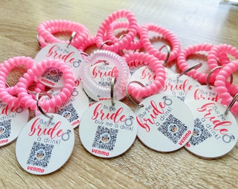 Buy The Bride a Shot, Buy the Bride a Drink, Bachelorette Bracelet, Bachelorette Party Favor, Venmo Wristband, Venmo the Bride,Venmo QR code