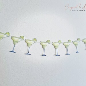 May include: A string of green margarita glasses with lime wedges, perfect for a fiesta or Cinco de Mayo party.