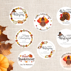 Happy Thanksgiving Stickers, Thanksgiving Favor Stickers, Thanksgiving Treat Bags, Teacher Thanksgiving Stickers, Personalized Stickers Bild 1