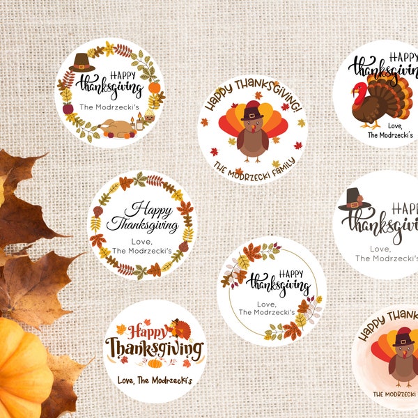 Happy Thanksgiving Stickers, Thanksgiving Favor Stickers, Thanksgiving Treat Bags, Teacher Thanksgiving Stickers, Personalized Stickers