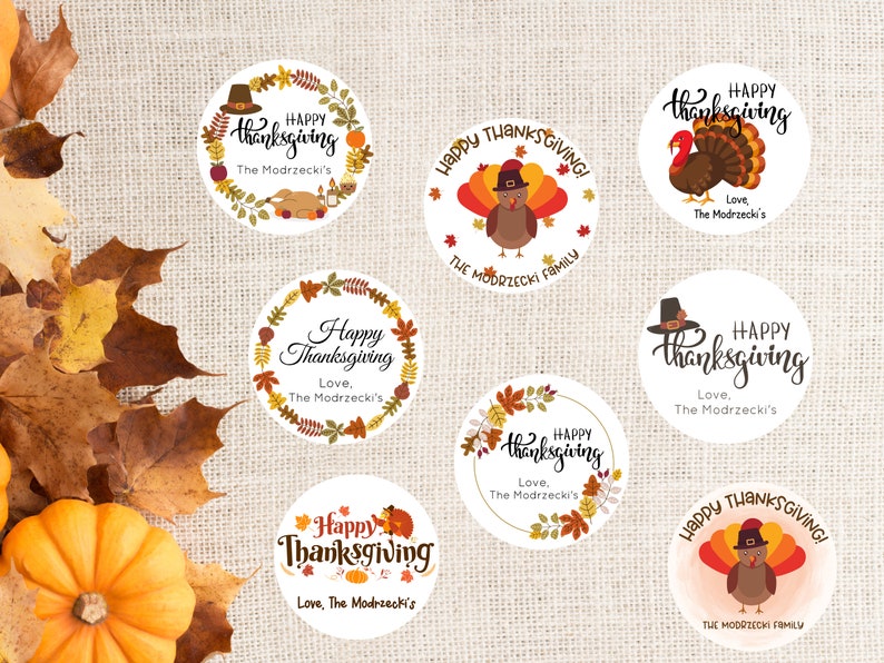 Happy Thanksgiving Stickers, Thanksgiving Favor Stickers, Thanksgiving Treat Bags, Teacher Thanksgiving Stickers, Personalized Stickers Bild 1