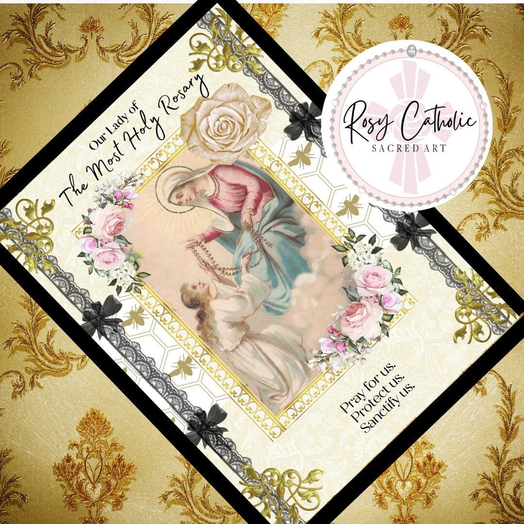Our Lady of the Rosary Digital Print Catholic Art Catholic Print ...