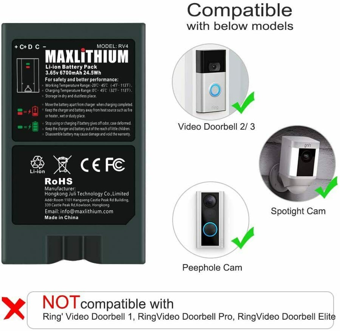 2Pack Rechargeable Replacement Battery for Ring Spotlight Etsy