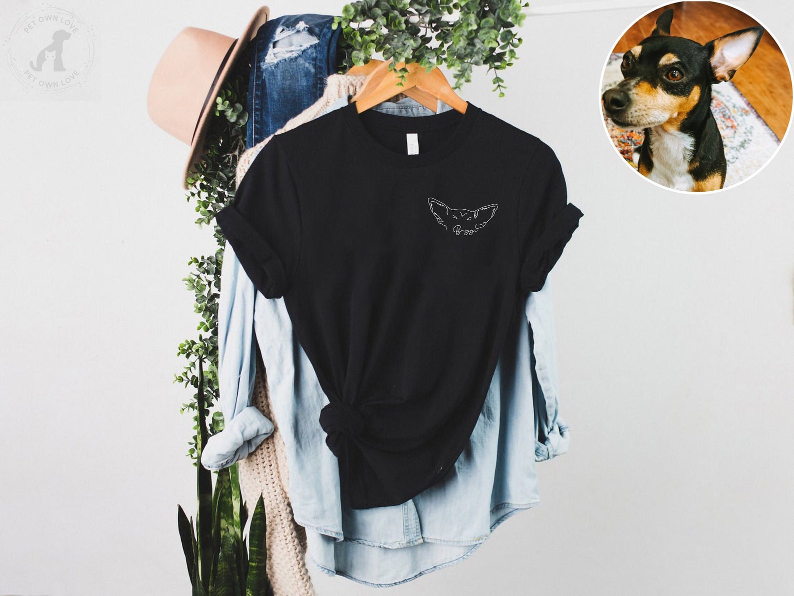 Custom Dog Ears Outline Tshirt From Photo Personalize Pet Etsy