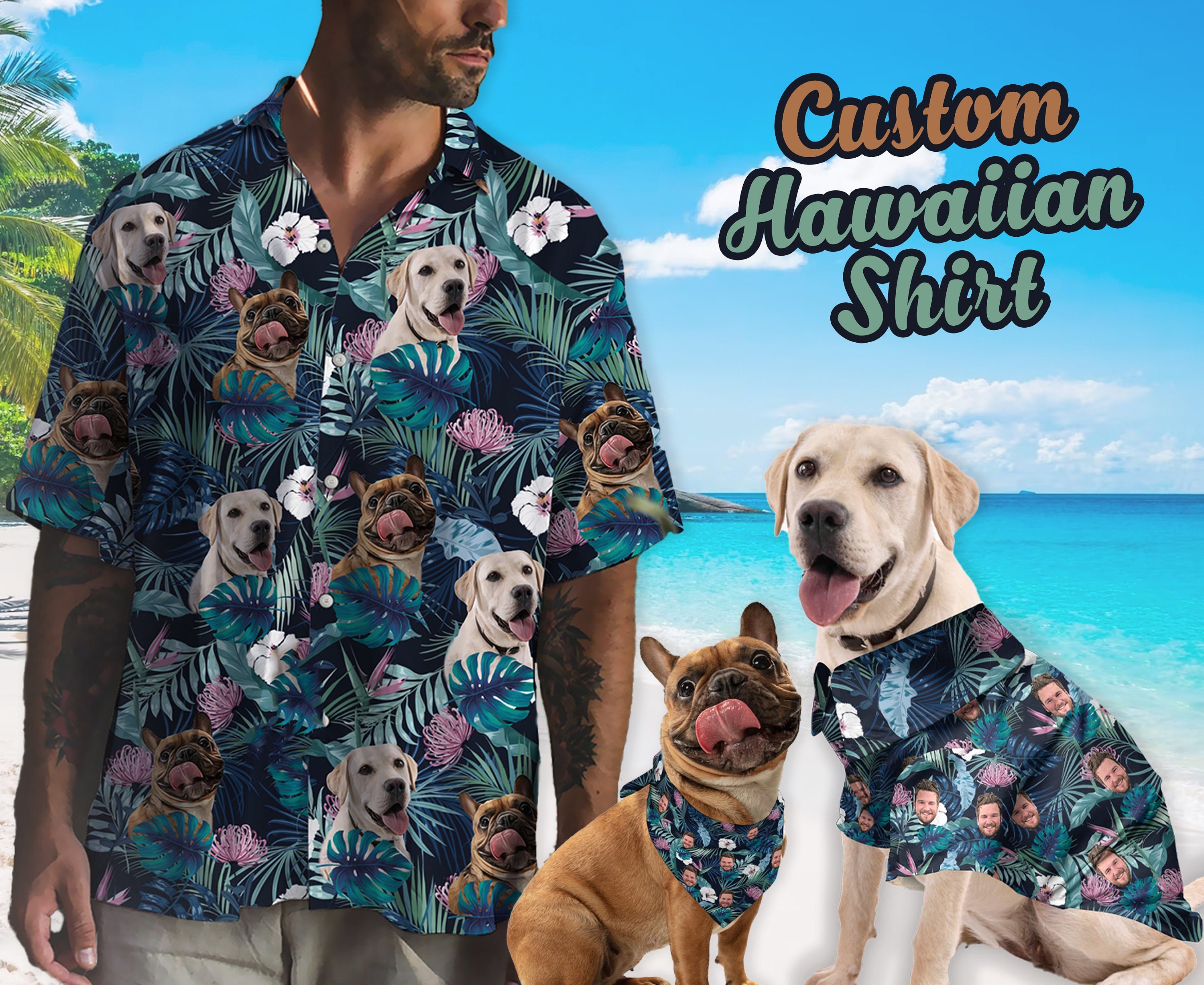 Discover Créez Votre Propre Visage De Chien Personnalisé Animaux De Compagnie Chemise Hawaïenne Et Short