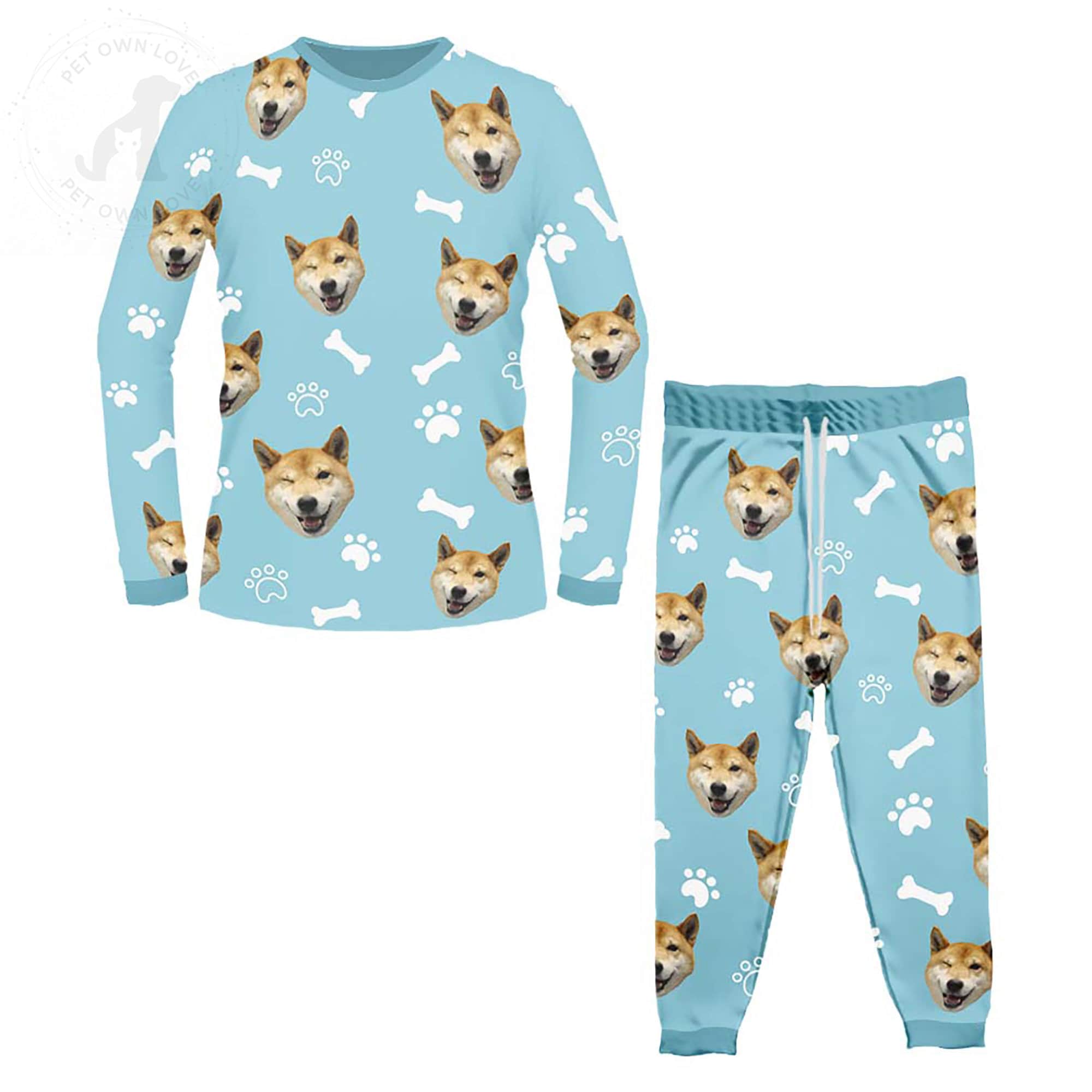 Matching Family Pajamas With Dog Face on It Custom Graphic Print