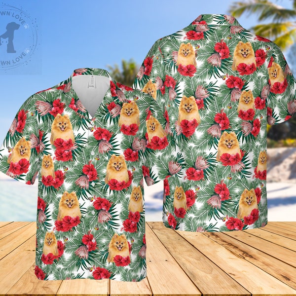 Custom Cat Hawaii Holiday Shirt, Custom Dog Photo Short Sleeve Beach Shirt, Customized Pet Picture Hawaii Flower Pattern, Wedding Gift