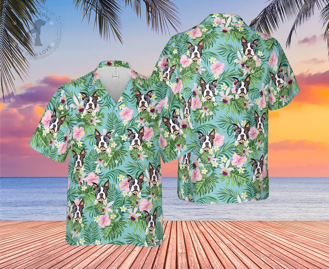 Custom Dog Hawaiian Shirt Men for Summer Vacation, Short Sleeve Beach Shirt, Wedding Honeymoon