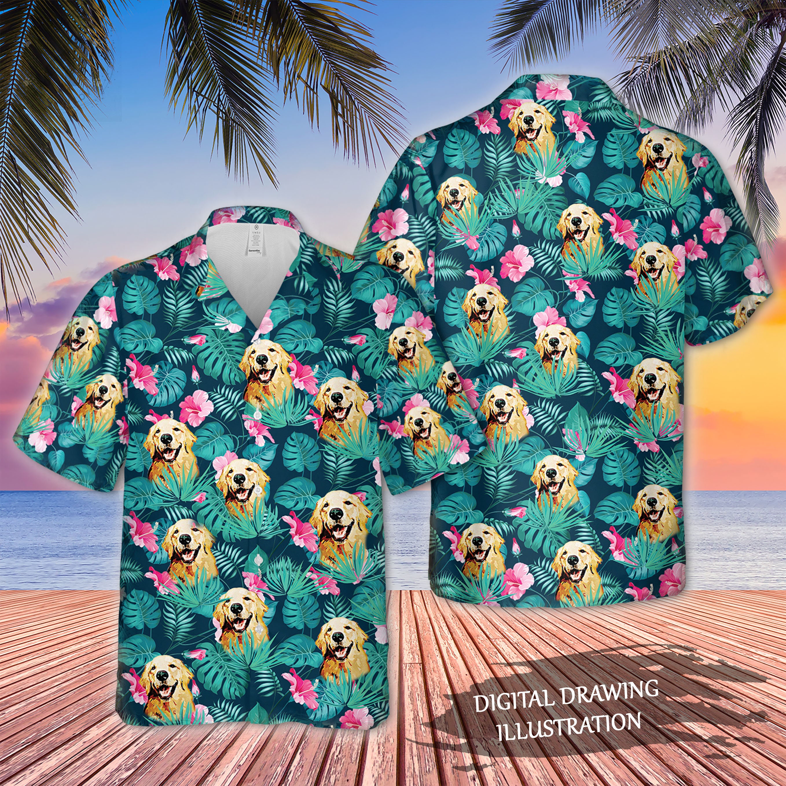 Discover Camisa Hawaiana Personalizada Su Perro Su Mascota Fiesta Tropical Vacaciones Unisex