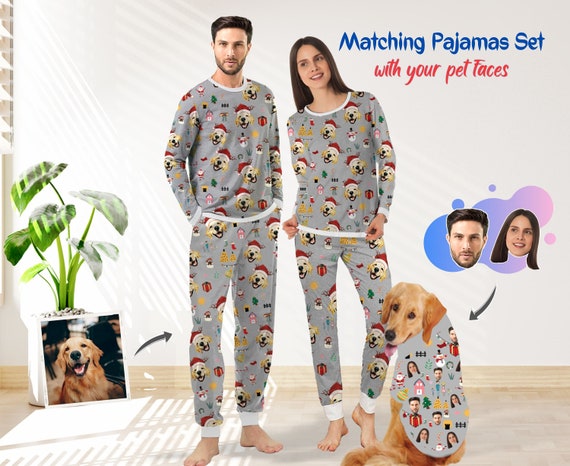 Matching Family Pajamas With Dog Face Custom Dog Shirt Matching With Owner Family  Pajamas 