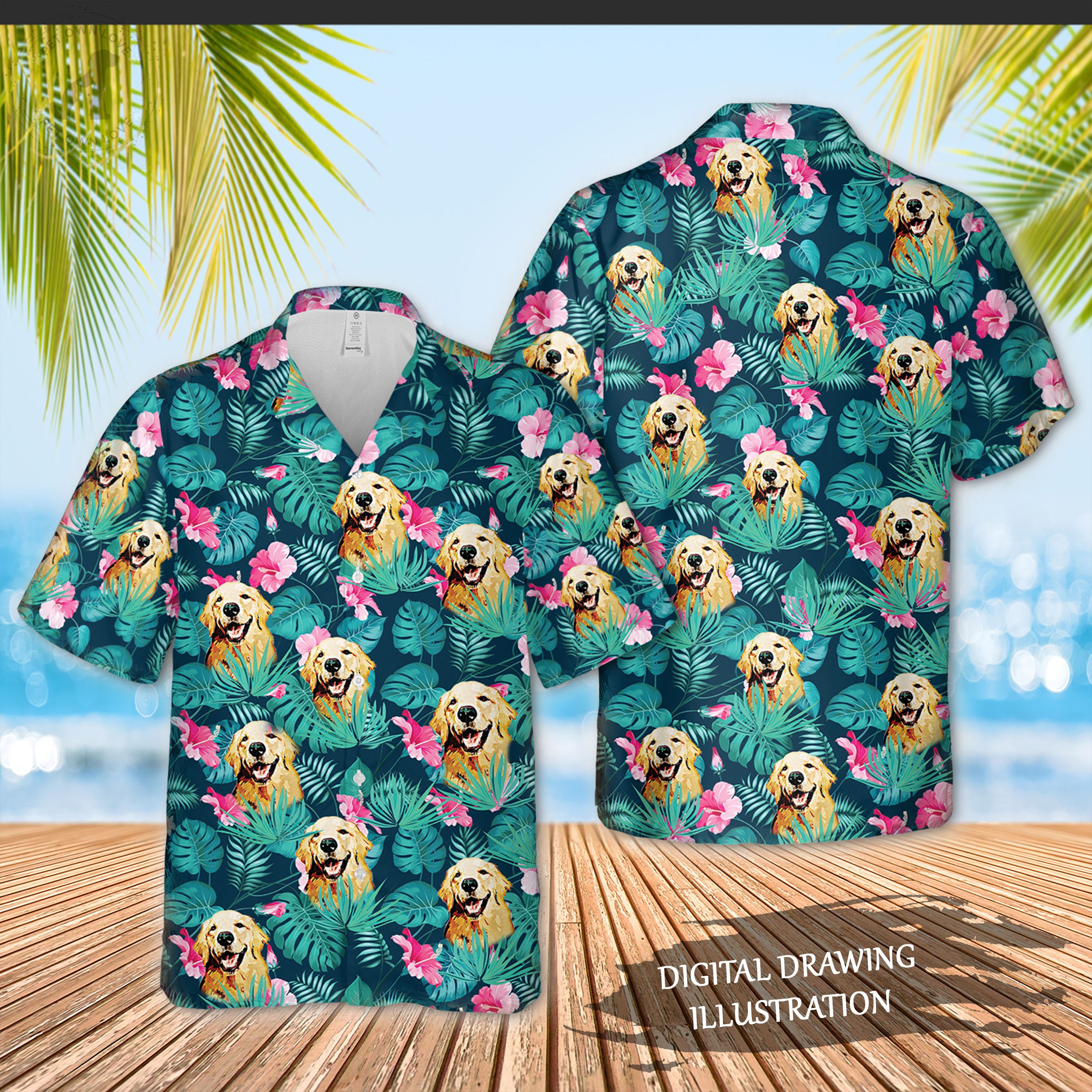 Dog Personalized Hawaiian Shirt Men Short Sleeve Hawaiian Etsy