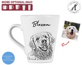 Personalized Latte Cup with Dog Sketch Face, Custom Pet Photo Mug, Dog Enamel Tumbler Travel Ceramic Campfire Mug, Dog Mug Painted Picture