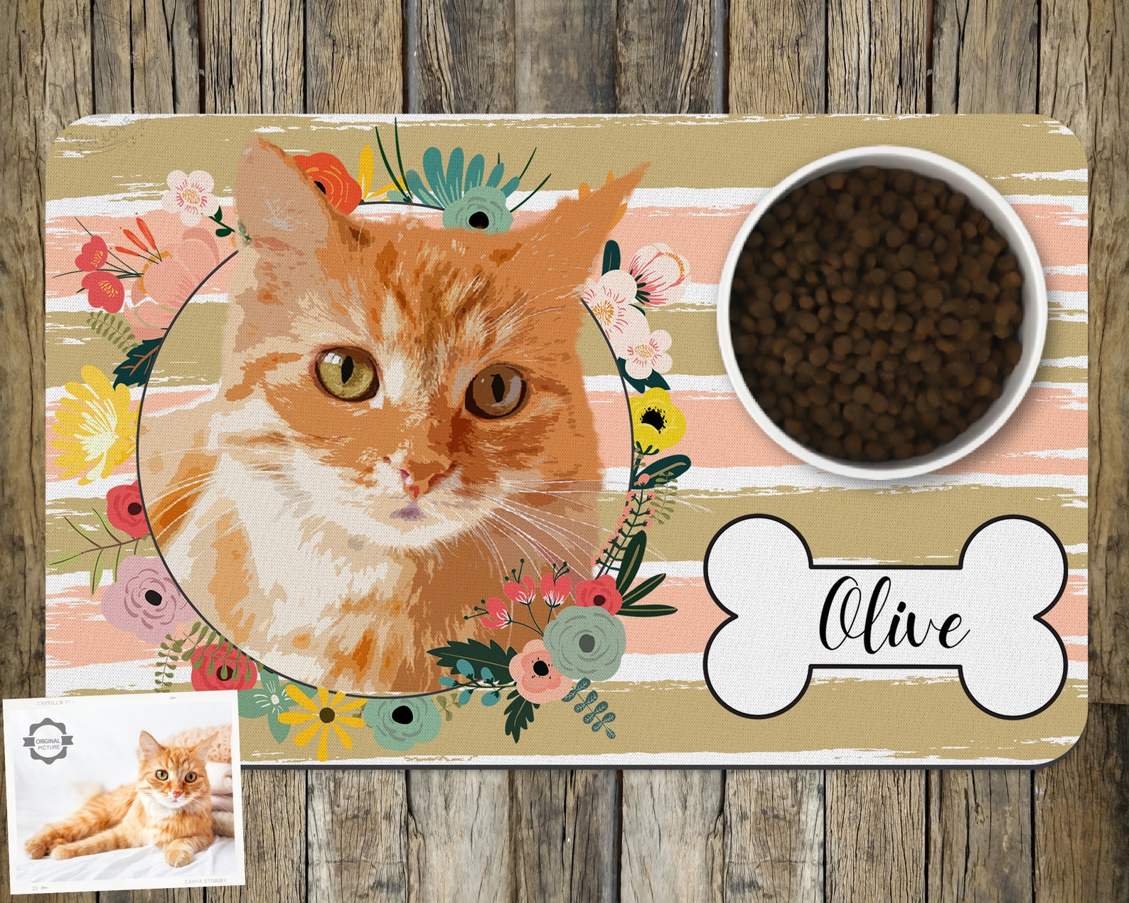 Customize Rectangle Cat Portrait Placemat Personalized Pet Etsy