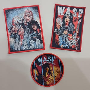 Parches tejidos W.A.S.P. (Juego de 3) - Cabello glam metal con borde rojo