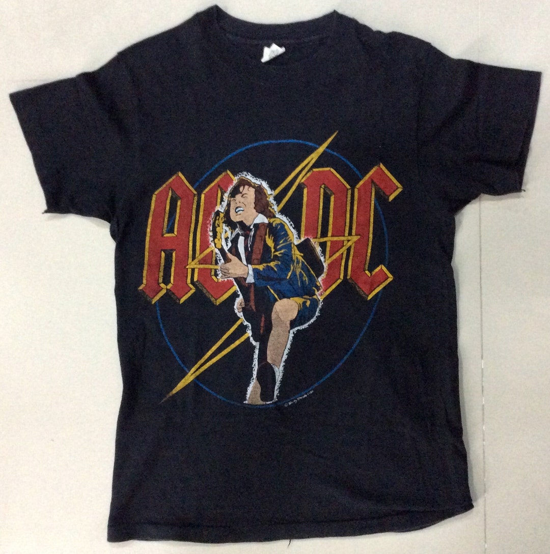 AC/DC “angus” 80s Original Vintage T Shirt Size S, Copyrights 1980 Made ...