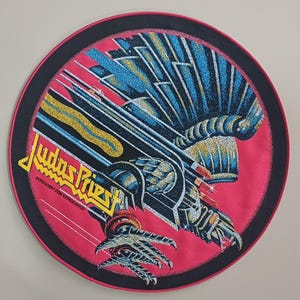 JUDAS PRIEST &quot;Screamin&#39; For Vengeance&quot; Woven Round Backpatch nwobhm heavy metal hard rock patch