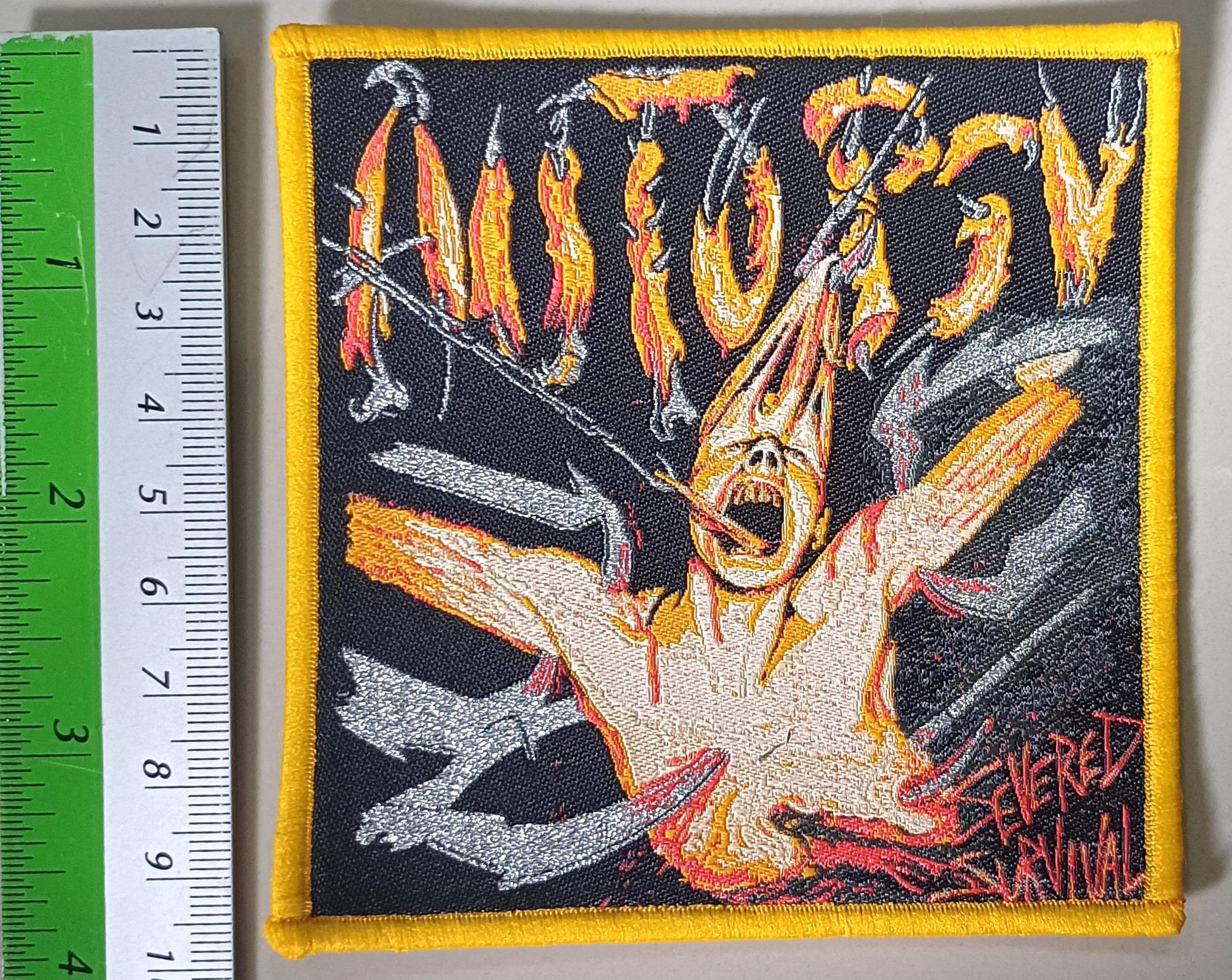 AUTOPSY “severed Survival” Woven Patch Yellow Border Dead Stock
