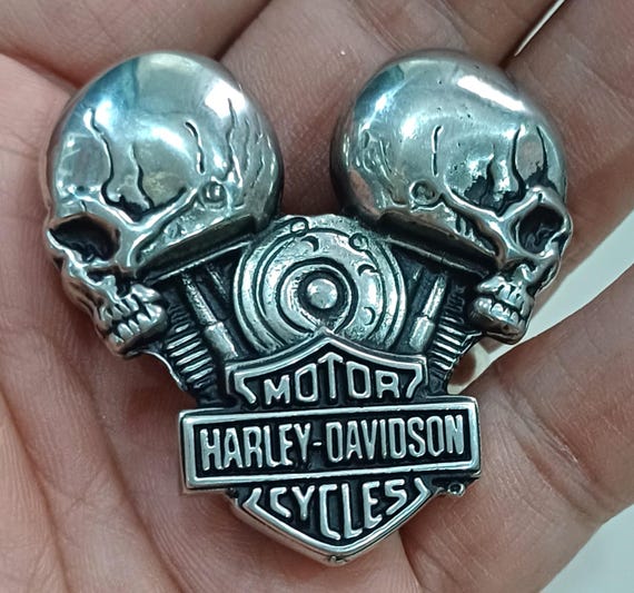 バイク ☆VINTAGEハーレーHarley-Davidson skullスカル ピンズ