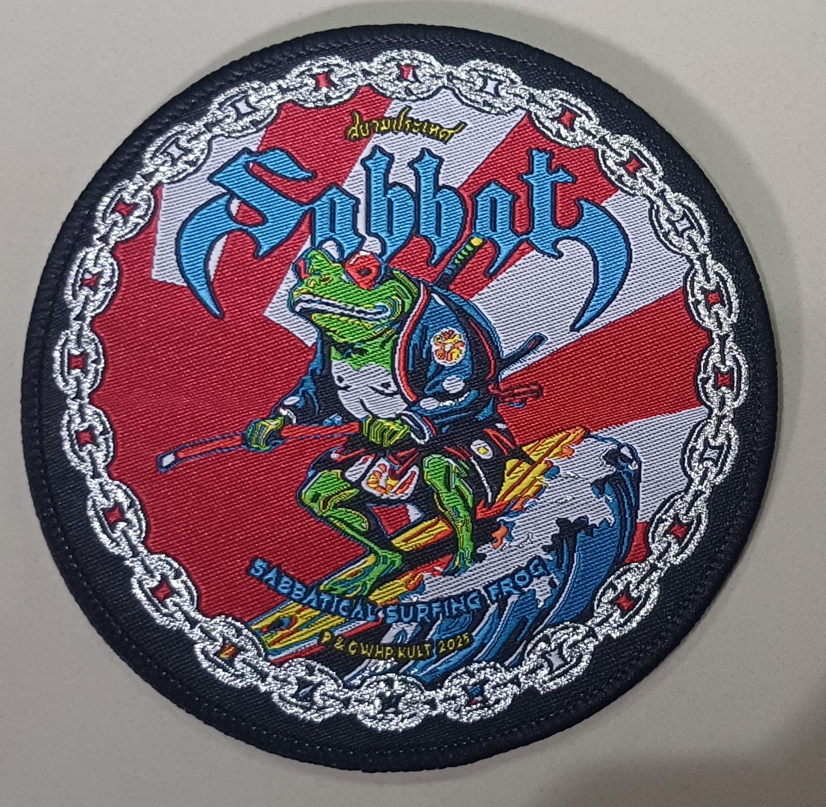 Patch tissé « Sabbatical Surfing Fog » SABBAT bordure noire japon black thrash metal rare