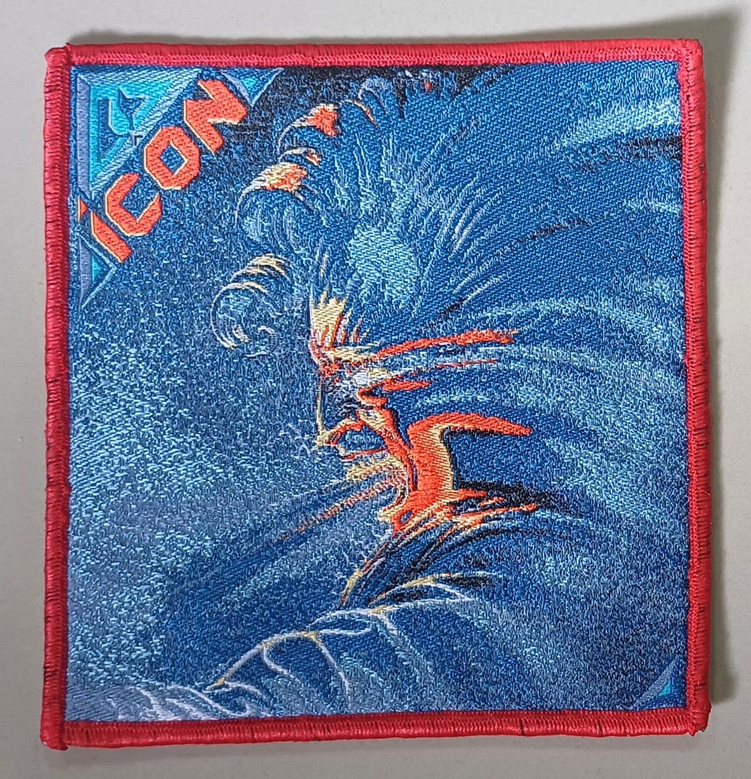 ICON "s/t" Woven Patch Red Border LA Gram Heavy Metal Hard Rock Limited ...