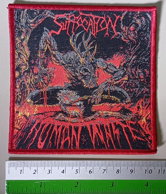 SUFFOCATION “human Waste” Woven Patch Red Border Dead Stock