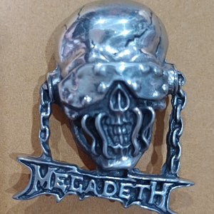 Zeldzame MEGADETH "vic" originele vintage metalen pin dode voorraad badge officieel auteursrecht 1992 punk hardrock