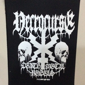 NECROCURSE &quot;death metal rebel&quot; backpatch oficial copyright 2014 WHP black death metal
