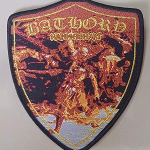 BATHORY “Hammerheart” shield woven patch gold version Viking black metal rare