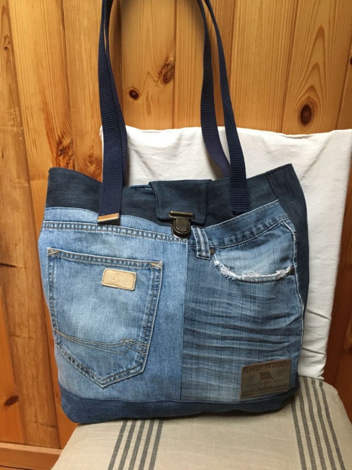 Jeanstasche recycelte Jeans Baumwolle große Tasche Tasche - Etsy.de