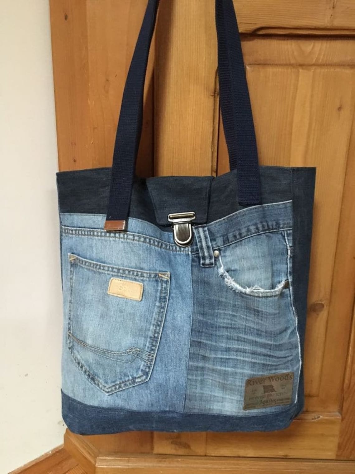 Jeanstasche recycelte Jeans Baumwolle große Tasche Tasche | Etsy