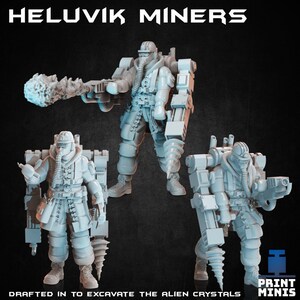 Mineurs Heluvik - 3 personnages - Collection Expédition (par Print Minis)
