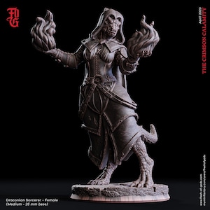 Draconian Sorcerer (Kobieta) - The Crimson Calamity (rzeźbiona przez Flesh of Gods Miniatures)