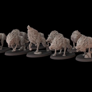 Midnight Wolves - zestaw 10 sztuk (rzeźbione przez Fantasy Cult Miniatures)