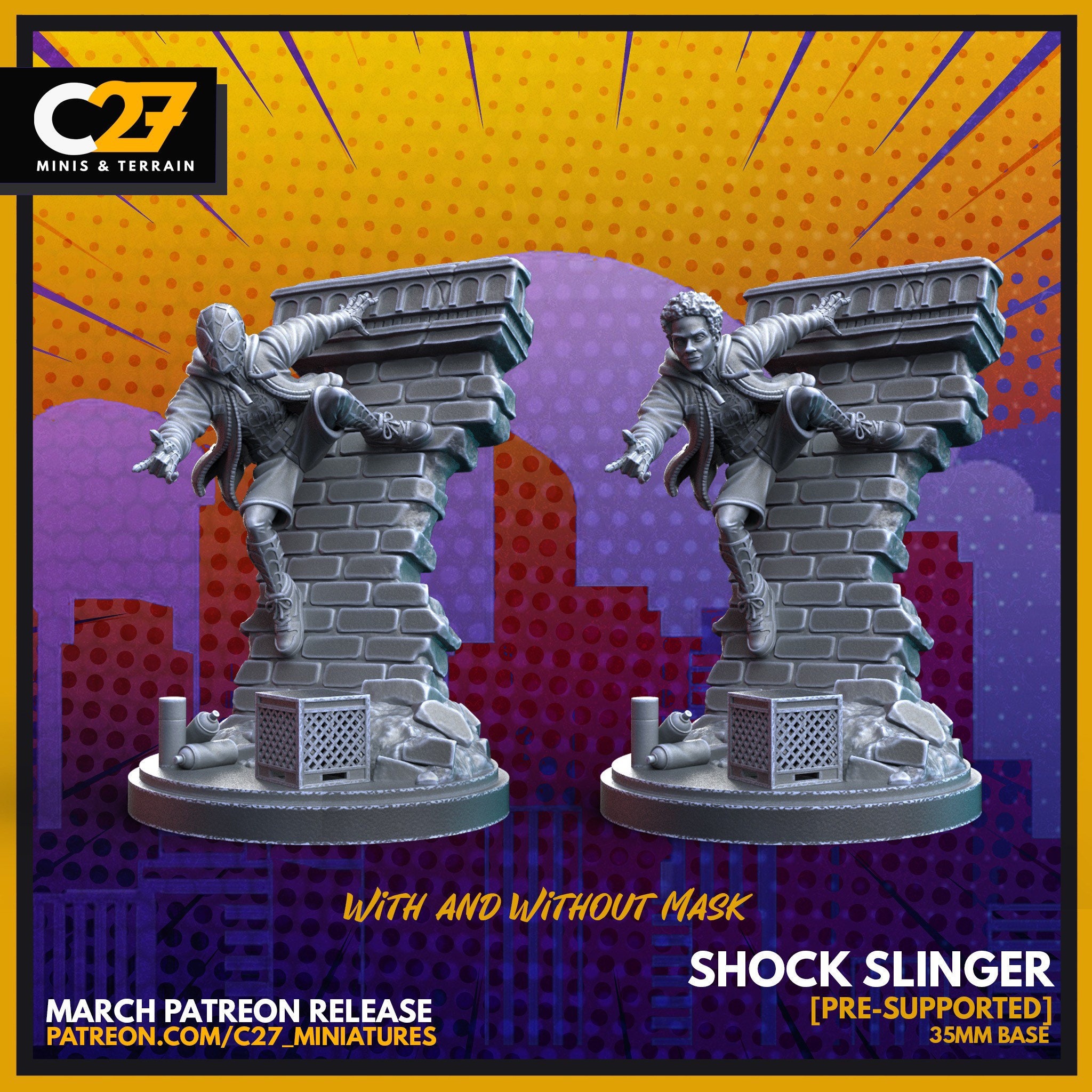 Miles Morales / Shock Slinger 40mm Miniature (sculpted by Miles Morales / Shock Slinger 40mm Miniature (sculpted by