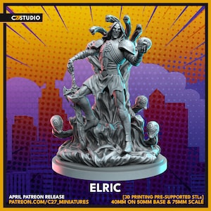 Knull / Elric 40mm miniature (sculpted by C27 collectibles) (Crisis Protocol Proxy/Alternative)