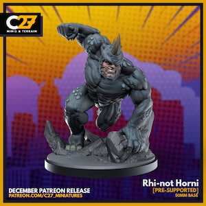 Rhino / Rhi-not Horni 40mm miniature (sculpted by C27 collectibles) (Crisis Protocol Proxy/Alternative)