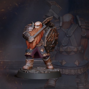 Dwarf with Hammeraxe & Shield (The Mines - Flames of War Kickstarter)