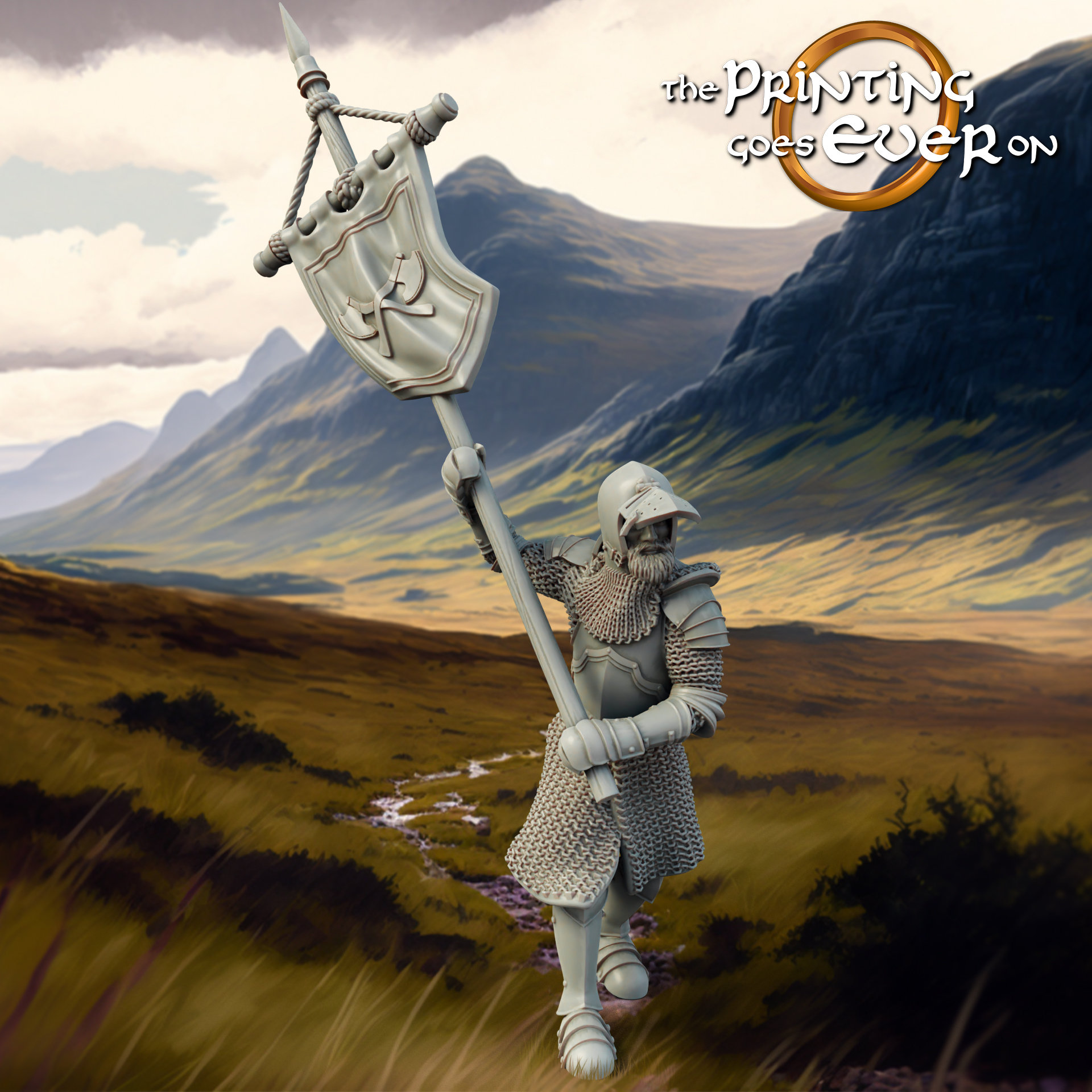 Axeman Banner Bearer - Allies and Fiefs - Vol. 1 (sculpted by Print Goes Ever On)