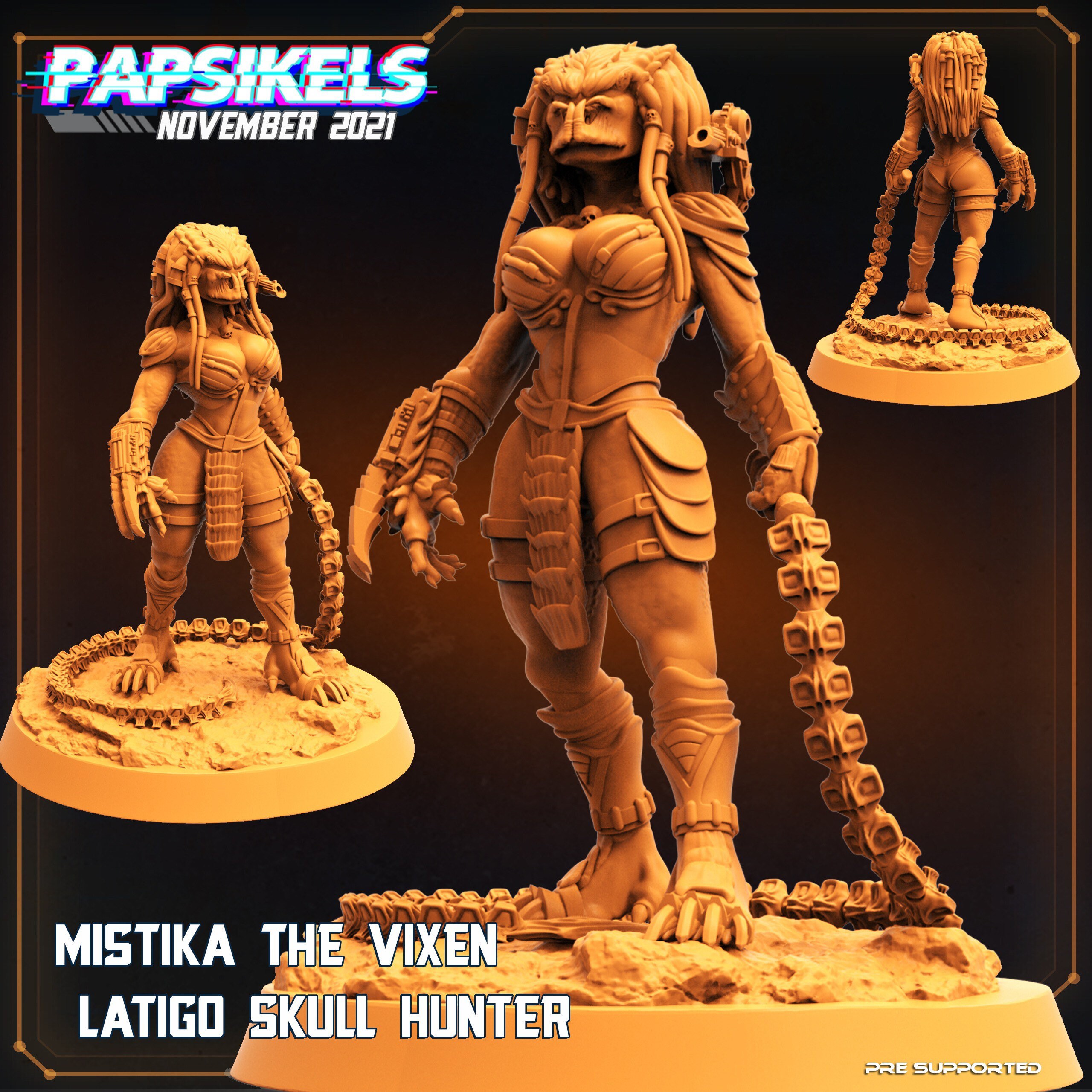 3D Printable VIXEN DEATH DANCER FANATIC DEATH SEEKER SKULL HUNTER by  PAPSIKELS MINIATURES