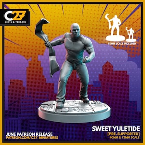 Luke Cage / Sweet Yuletide 40mm miniature (sculpted by C27 collectibles) (Crisis Protocol Proxy/Alternative)