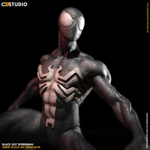 Spider-man Black Suit / Monochrome Spider 40mm miniature (sculpted by C27 collectibles) (Crisis Protocol Proxy/Alternative)