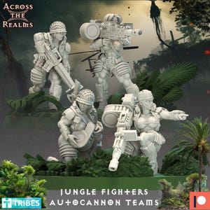 Jungle Fighters Auto Cannon Team - 4 miniatures (sculpted by Across the Realms)